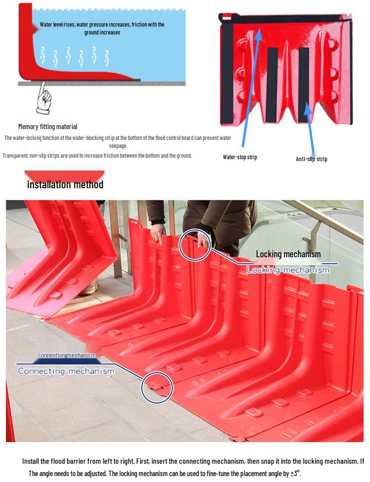 Movable L-Shaped ABS Flood Barrier for Subway, Garage, and Home Use