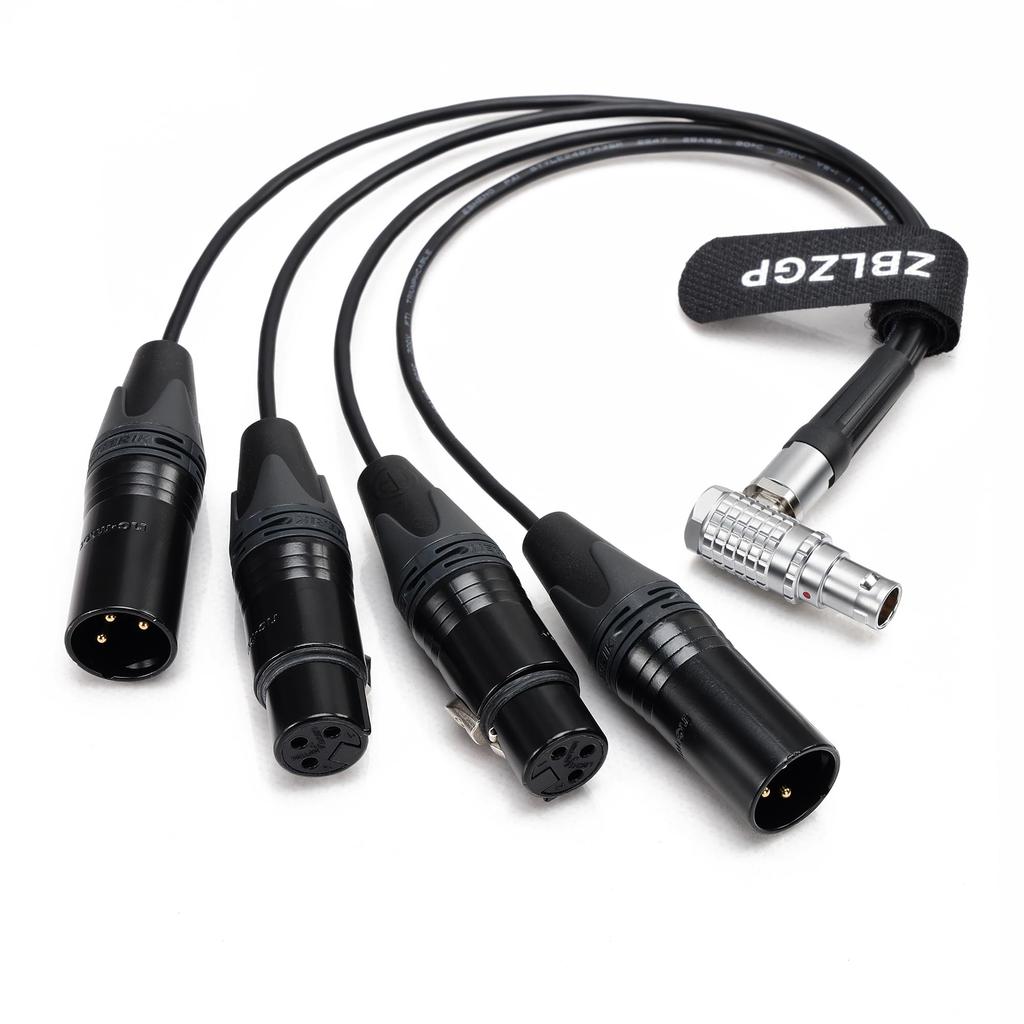 ZBLZGP Audio Breakout Male To 4XLR for Atomos Shogun Inferno Monitor Recorder Input/Output Cable, 10-Pin (Right-Angled Cable)