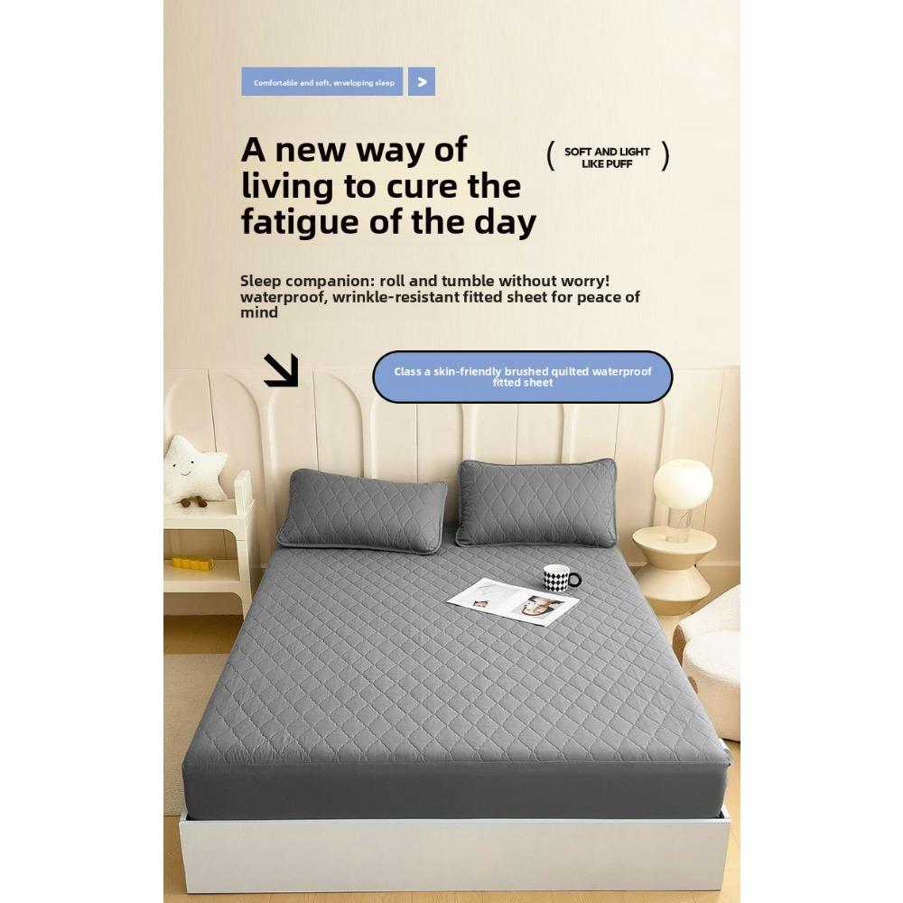 Waterproof Fitted Sheet Quilted Urine-Proof Non-Slip All-Around Mattress Protector Bed Cover Single Piece