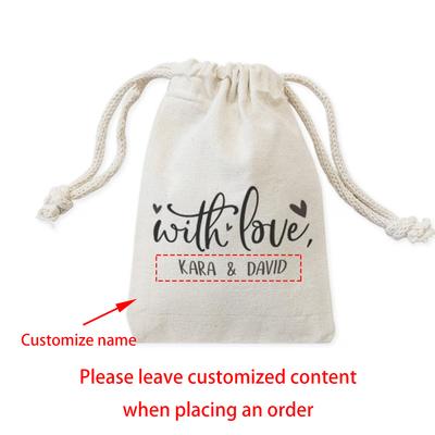 Personalizado Com Amor Com Nomes Sacos de Algodão para Lembrancinhas de Casamento Saco para Biscoitos Doces e Guloseimas Festa de Despedida de Solteira Chá de Panela presente