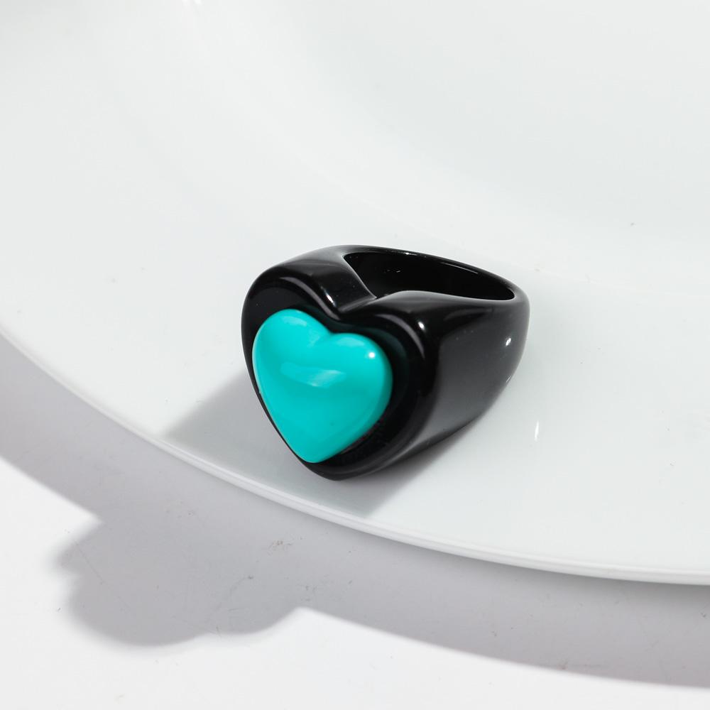 Cute Chunky Heart Acrylic Finger Rings for Women Trendy Multicolor Resin Love Bowknot Stack Ring for Women Party Jewelry Gifts