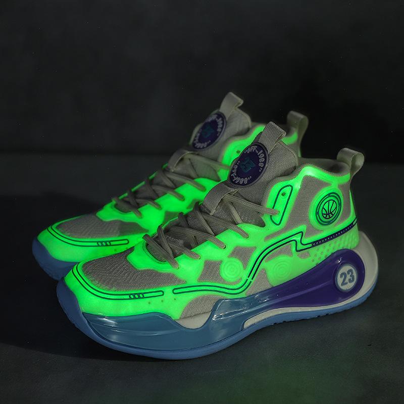 Luminous Basketball Shoes Phantom Actual Combat Men's Shoes Breathable Teenagers Zhongbang Sports Shoes Running Trend Dad Shoes Children