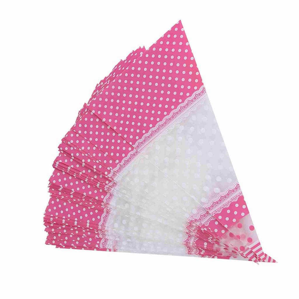 50 Piece Clear Cone Shaped Treat Popcorn Bags Treat Bags Cellophane Candy Bags with Twist Ties