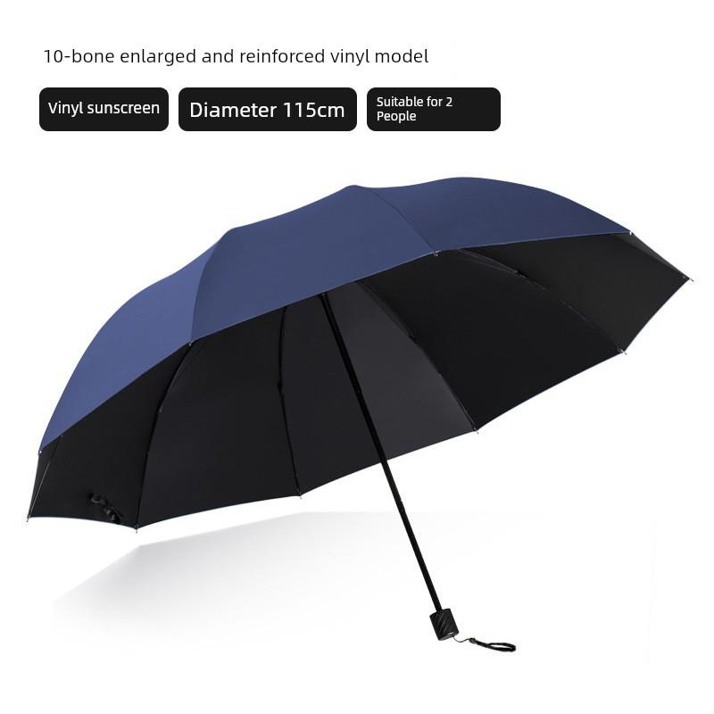 Men's and Women's Large Folding Umbrella, Dual-Purpose Sun and Rain Umbrella, Manual Opening, Black Coating for Sun Protection, Business Advertising