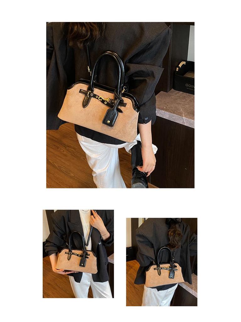 2025 Retro Niche Suede Colorblock Crossbody Baguette Handbag - New Versatile Fashion for Women