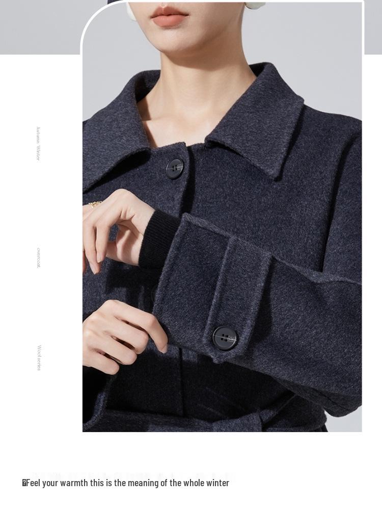Elegant Double-Sided Wool Coat with Doll Collar and Multi-Button Design