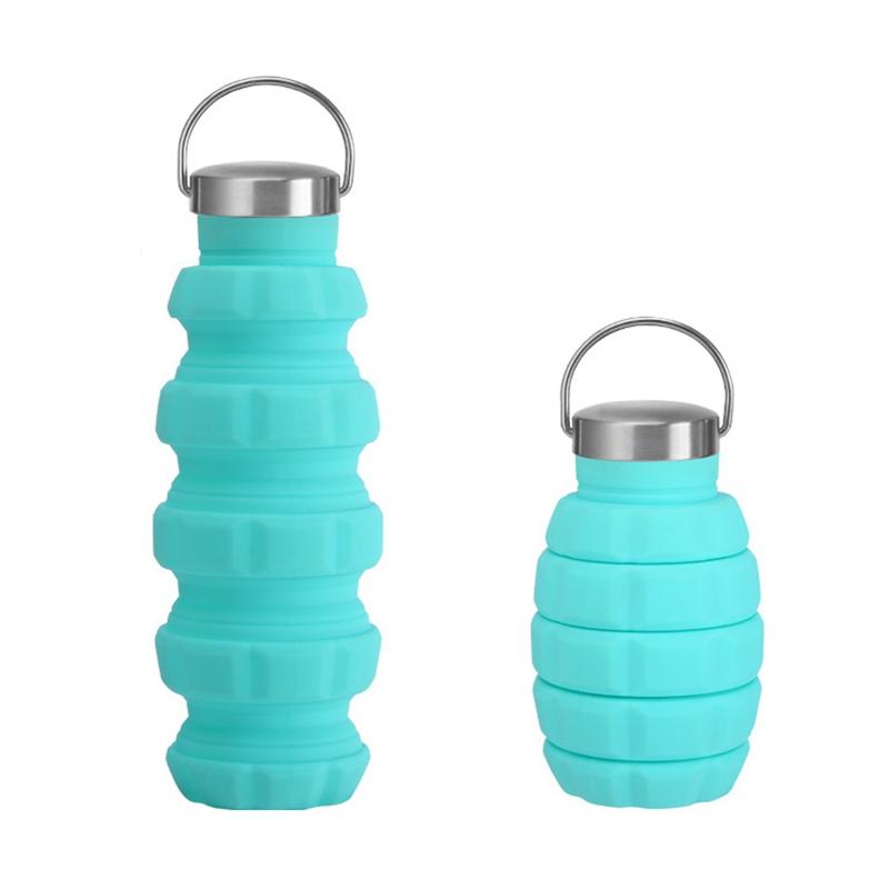 Portable Silicone Retractable Grenade Water Bottle 500ML Collapsible Sports Water Bottle Foldable Reuseable Drinking Cup Travel
