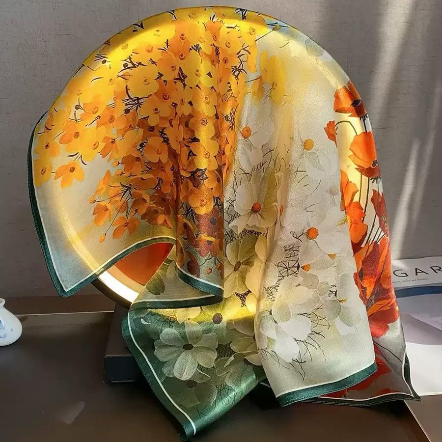 Schwarz-weiß gestreifter kleiner quadratischer Schal Seidenschal Damenkopftuch mit Hemd Professionelle Dekoration Nackenschutzschal Hals dünner Schal