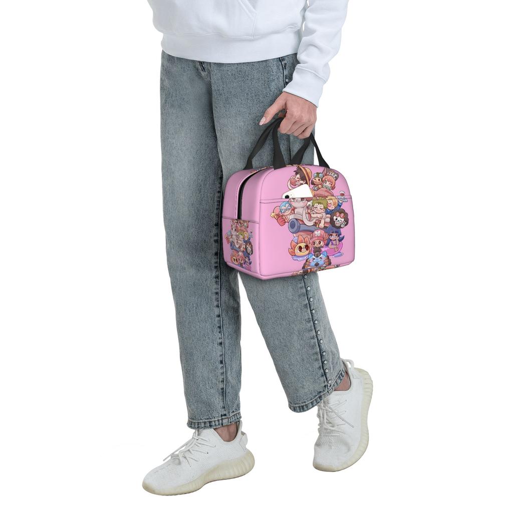 Custom One Pieces Insulated Lunch Bag for Outdoor Picnic Manga Portable Thermal Cooler Bento Box Men Women