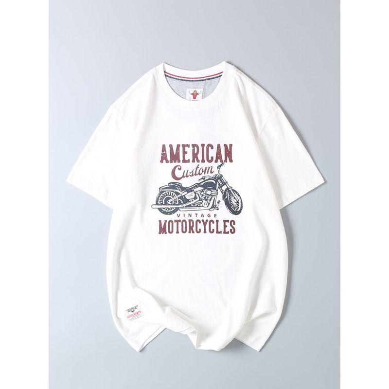 Balance Cargo with Logo Cut off Heavy Weight Pure Cotton Motorcycle Print Short-Sleeved T-shirt Summer Male and Female Trendy Brand Couple T-shirt