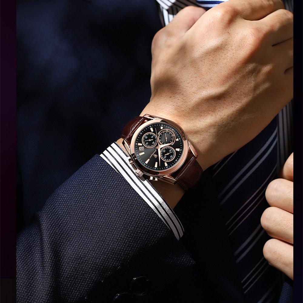 POEDAGAR Nowy luksusowy męski zegarek TOP marki z pudełkiem Luminous Wodoodporne wielofunkcyjne męskie zegarki kwarcowe