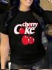 Cherry Coke Graphic Women's T-shirt Summer Casual Short Sleeve Crew Neck Tee Vintage Fruit Print Y2K Harajuku Streetwear Top