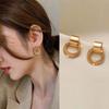 2PC Retro Metal Gold Multi Layer Loop Pendant Earrings for Women's Fashion Zircon Party Daily Wear Matching Accessories-4841