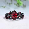 2Pcs/Set Fashion Black Gold Color Red Rhinestone Zircon Rings For Women Full Crystal Rings Wedding Engagement Jewelry Gifts