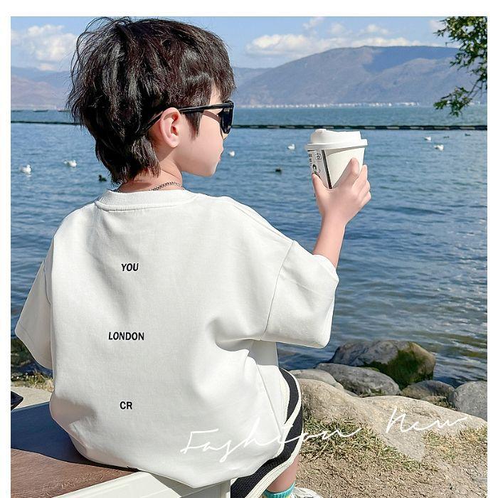 Boys Summer Striped Capri Shorts Loose Fit Breathable for Spring and Summer 110