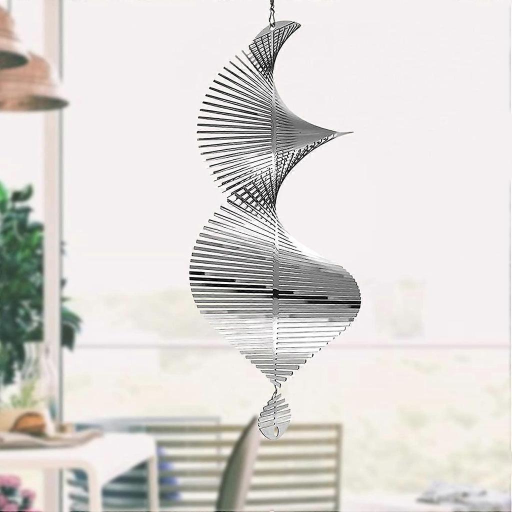 Wind Spinner, 3D Stainless Steel Metal Hanging Spinner Spiral Wind Chime Rotating Wind Sculptures Tree Pendant Sun Catcher For Indoor Outdoor Patio La