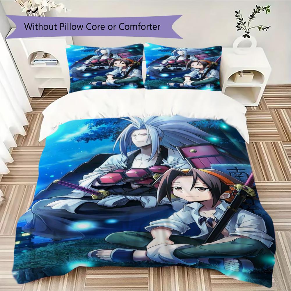 Shaman King Anime Pattern Bedding Uilt Set Uilt Cover Pillowcase Home Decoration Birthday Gift (1 * Duvet Cover + 2 * Pillowcase Without Core)154