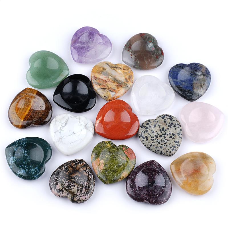 1pc Worry Stone Amethyst Tiger Eye Thumbstone Love Shape Natural Stone Meditation Jewelry Gifts