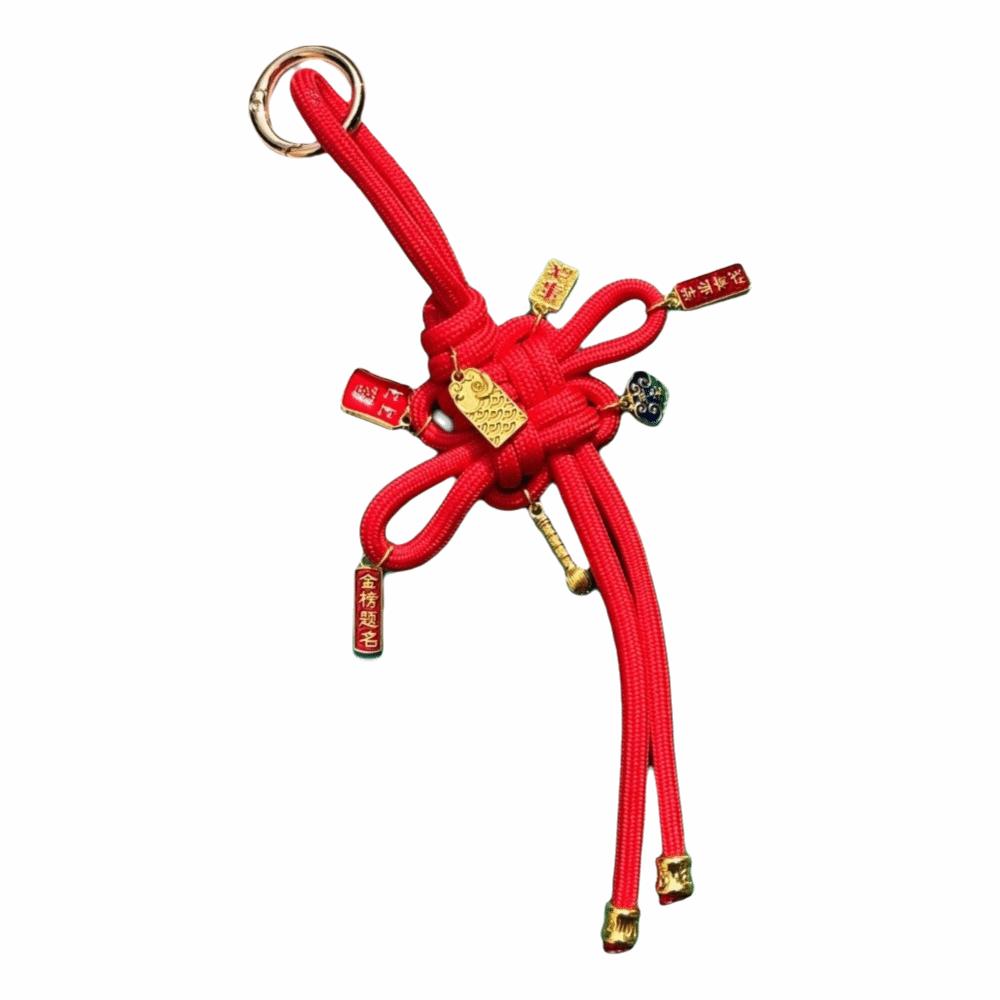 Retro Chinese Phone Chain Cute Fortune God Keyring Hand-woven Plutus Lucky Keychain  Decoration