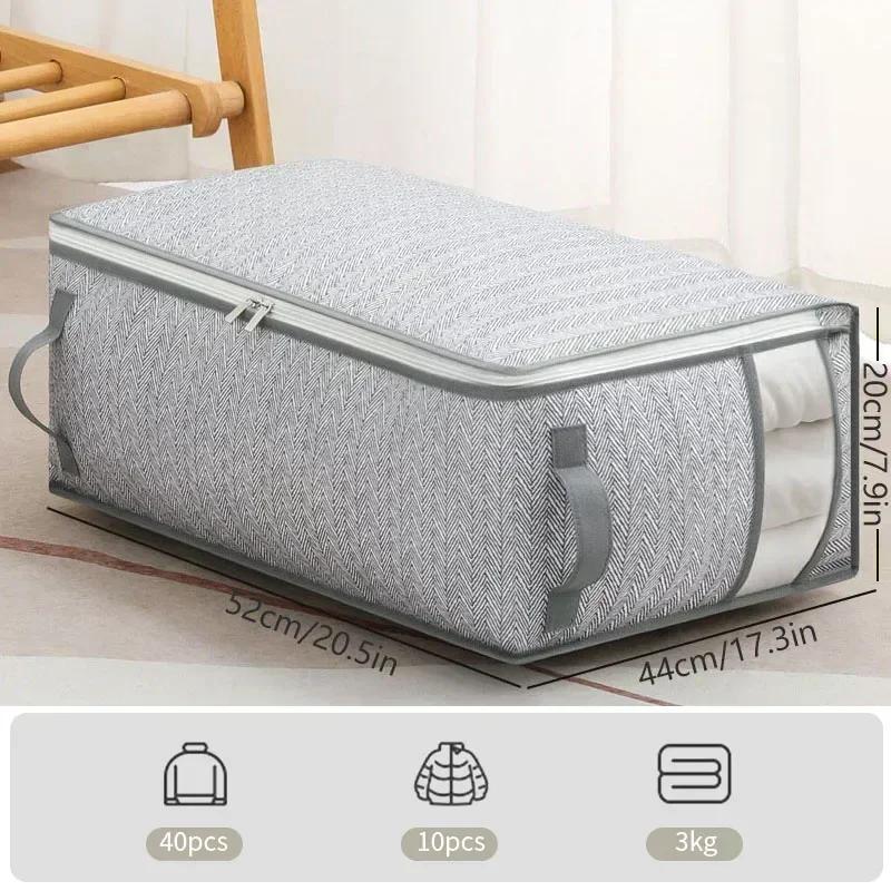 Foldable Clothes Storage Bag Visual Quilt Organize Cases with Handle Home Pillow Blanket Organizer Wardrobe Sorting Storage Box