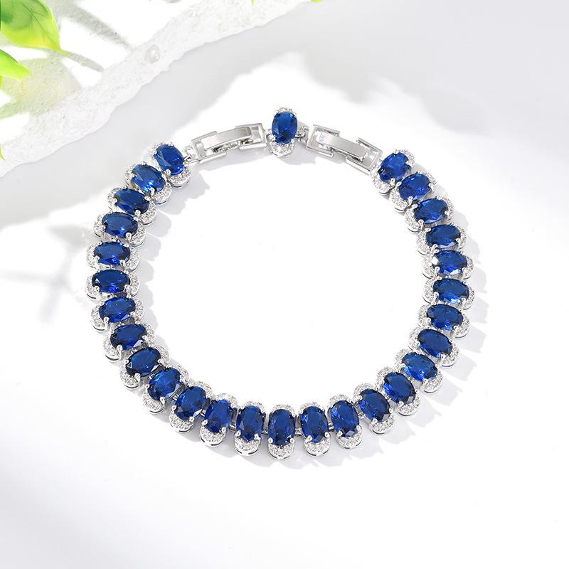 Light Luxury Zircon Bracelet Women s Multi-color Optional Fashion Versatile High-end Crystal Jewelry Batch 21.5cm
