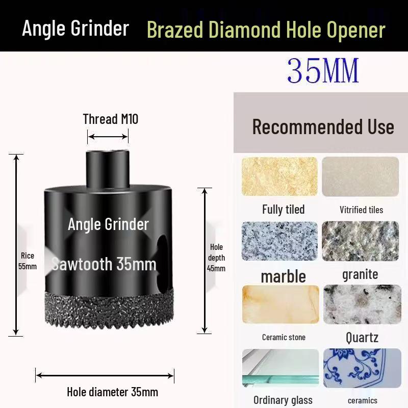 Diamond Brazed Angle Grinder Hole Opener for Ceramic, Vitrified Tiles, and Stone
