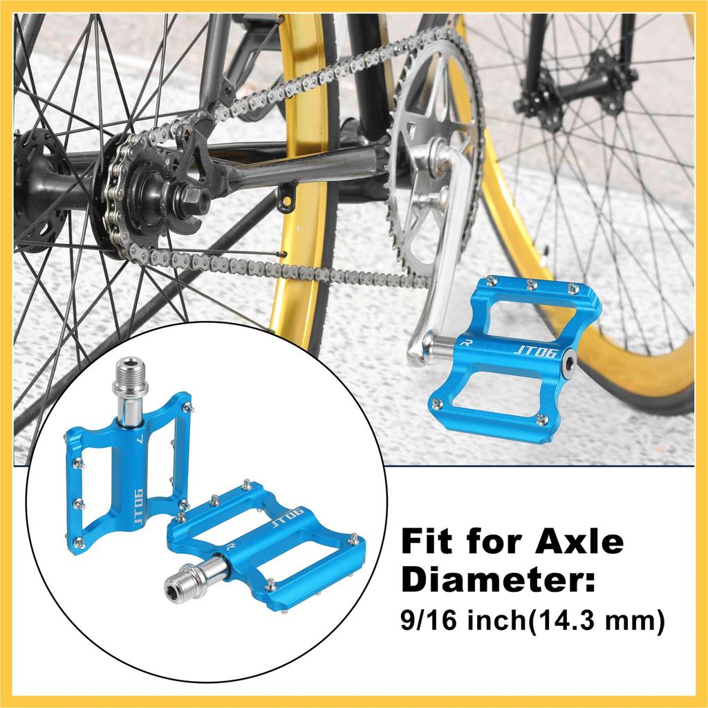 BULLSPANN Aluminum Alloy Rear Foot Flat Universal Compatible with Replacement Accessories Pegs, Pedals, Footrests, Replacement, Blue, 9/16" Axles,