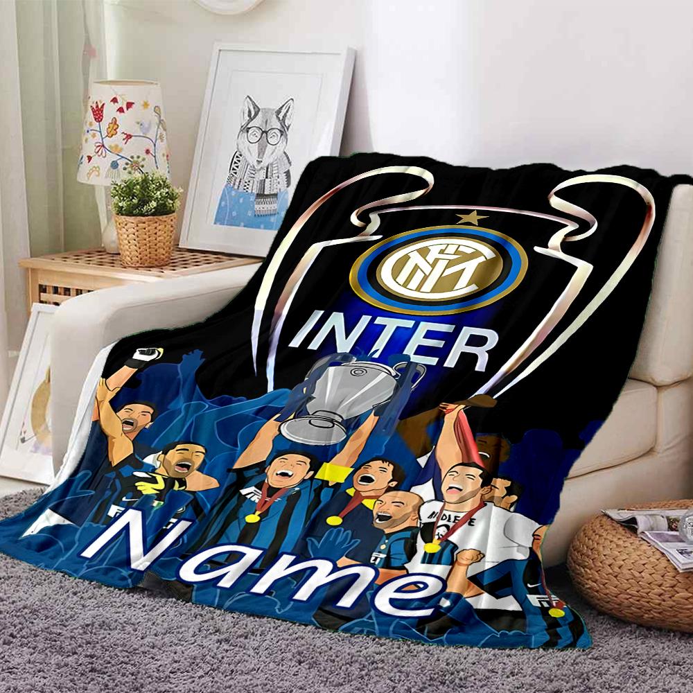Personalisierbare Decke mit Name, Inter Mailand, Weich & Warm, für Sofa, Büro, Bett, Reise, Mittagspause, Geschenk, Geeignet für Alle Jahreszeiten