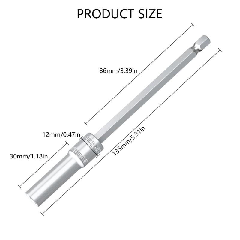 Extra Long Socket Wrench 4-14mm Hex Bit Socket Nut Driver for Screwdriver Easy Installation and Mechanical Repairs Tool