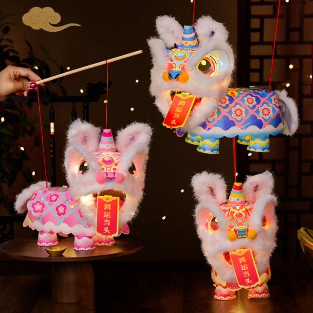 Waterproof Handheld Lantern Ancient Style Portable Lantern Blessing Lion Dance Lantern  Kids Craft