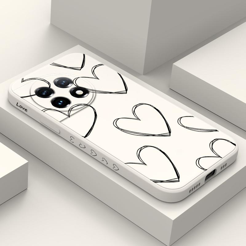 Overlapping Love Phone Case For Oneplus 13 13R 12 12R 11 11R 10 10R 10T 9R 9RT 9 8T 8 7 7T Pro 5G Liquid Silicone Cover