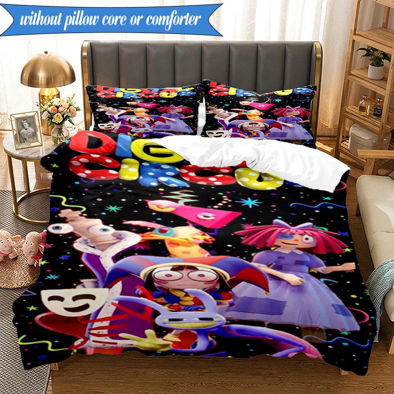 3PCS Digital Circus Adventure Bedding Set,Including 1pc Duvet Cover And 2pcs Pillowcases Perfect for Bedroom, Dormitory, Fan Christmas Gift
