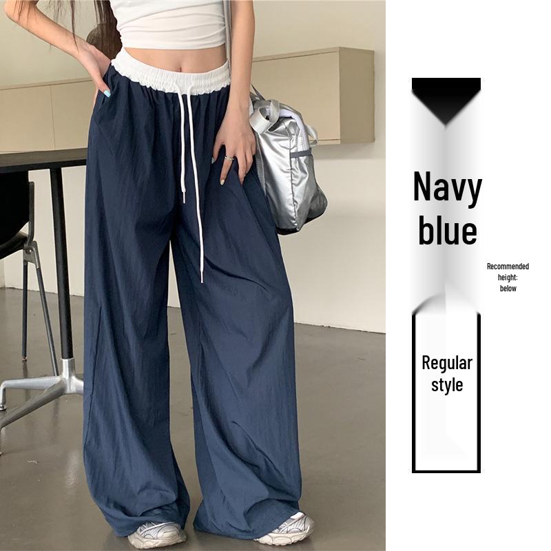

Women s Quick-Dry Color-Block Elastic Waist Wide-Leg Pants - Spring/Summer 2026 Collection XL (suitable for 130-145 jin)