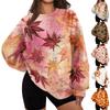 Dame afslappet letvægts rundhals sweatshirt med juleprint pullover top til ferie