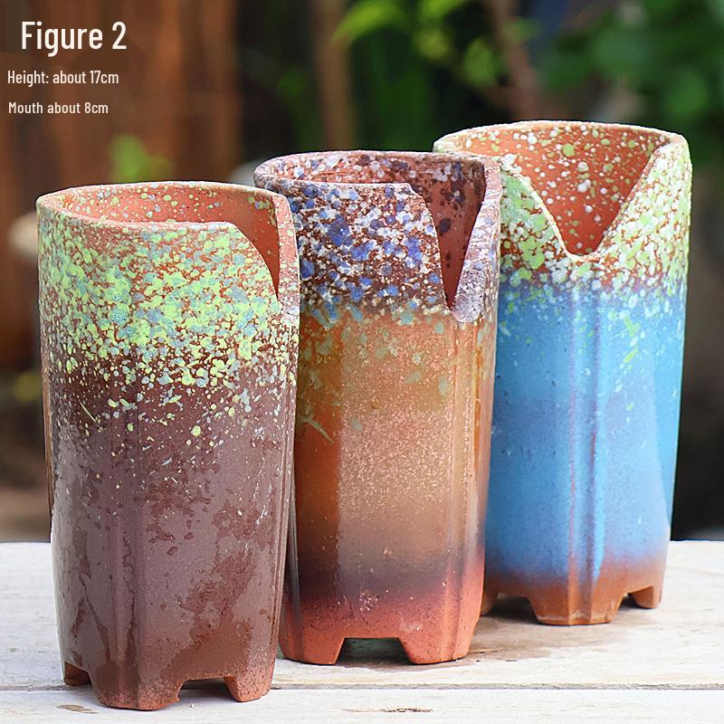 Handmade Terracotta Succulent Pot, Large Square with Gloss Glaze and Breathable Design.