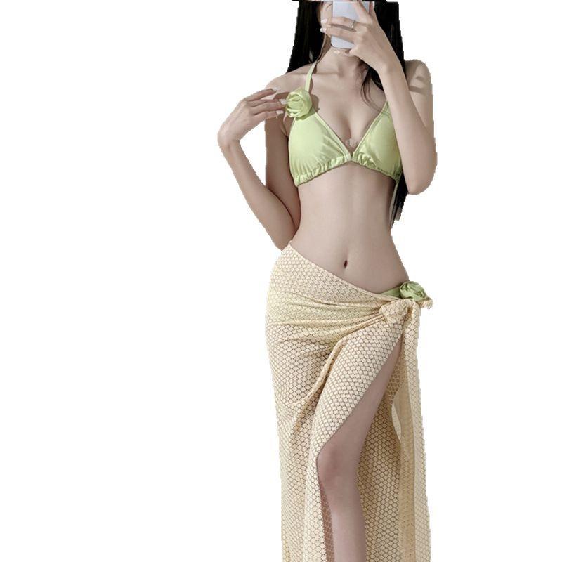 Women's Three-Piece Bikini with Long Skirt – Perfect for Beach and Island Vacations, Sexy and Stylish for Spring and Summer
