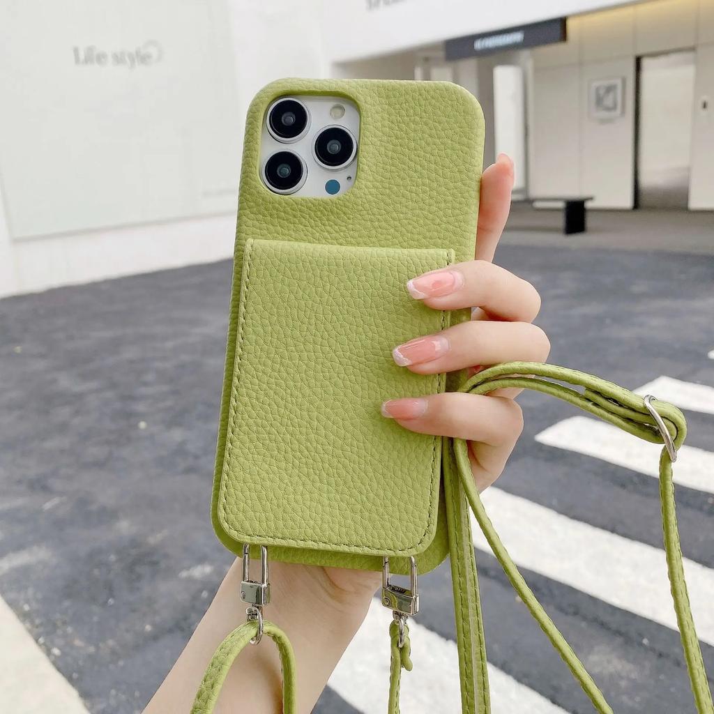 Lanyard Leather  Wallet Crossbody Phone Case for IPhone 15 14 13 12 11 Pro Max Mini X XR XS Max 7 8 Plus Card Slot Holder Cover
