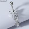 Shiny Crystal Zircon Butterfly Flower Pendant Belly Button Ring Stainless Steel Navel Piercing Belly Body Jewelry Women Gift