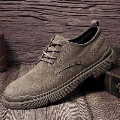 Men's European-Style Casual Round Toe Leather Shoes, Versatile Outdoor Low-Top Design
