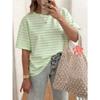 Damska koszulka oversize w paski, drukowana 3D, letnia, casualowa, z okrągłym dekoltem, luźna, modna, z krótkim rękawem, top damski