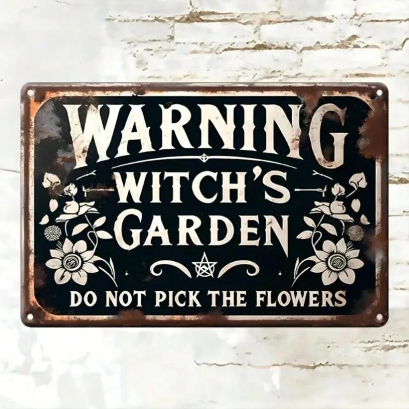 Metal Witch Garden Sculpture Vintage Gothic Wall Decor Halloween Home Bar Sign