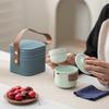 TLAKEHO Matte Ceramic Portable Travel Tea Set
