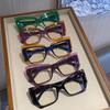 Retro Color Block Cat Eye Flat Top Blue Light Glasses for Women - Fashionable Polygonal Frames