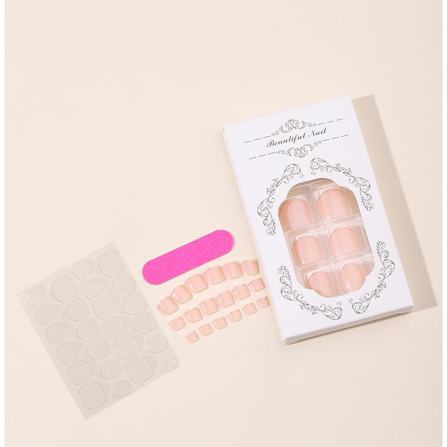 

Французские белые наклейки для ногтей с глиттером по краю, Отбеливающие носимые типсы для ногтей и ногтей на ногах