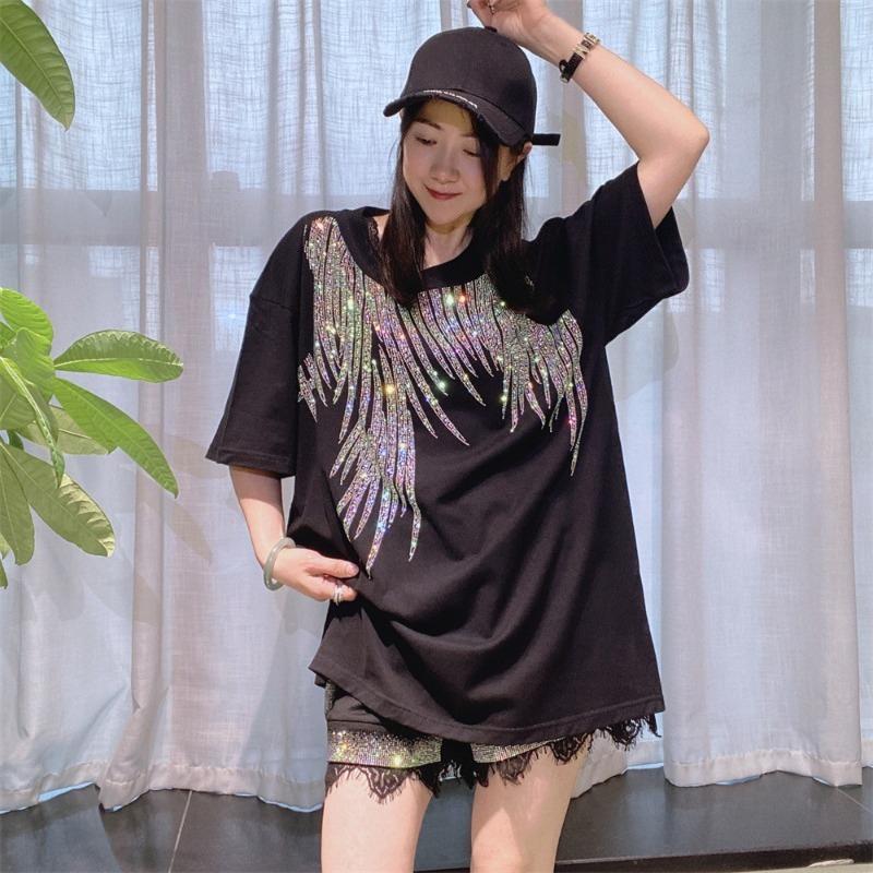 Übergröße Kurzarm Strickshirt Pullover V-Ausschnitt Bohren Damen Sommer Aushöhlen Top