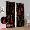 2Pcs,2D Plane Printing Creative Curtains Christmas Trees Snowflakes Ornaments_C (3) Polyester Easy Install (Without Rod) Holiday