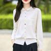 Spring/Summer 2026 Women's 100% Wool Polo Neck Long Sleeve Knit Cardigan Jacket with Colorful Buttons