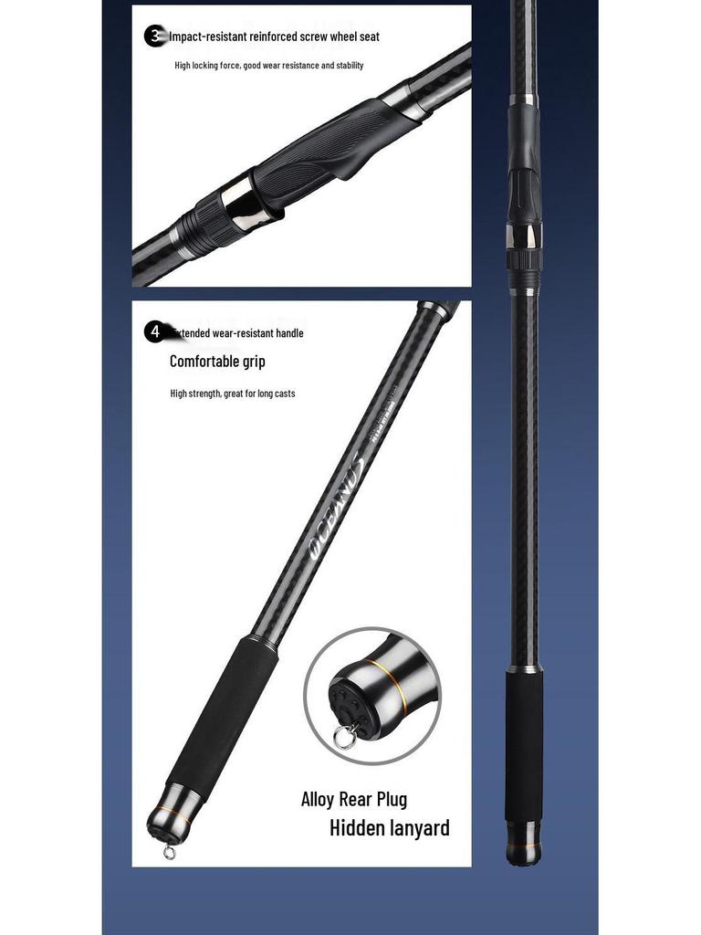Enhanced Carbon Fiber Sea Fishing Rod Set - Super Hard, Long Casting Rod for Rock Fishing