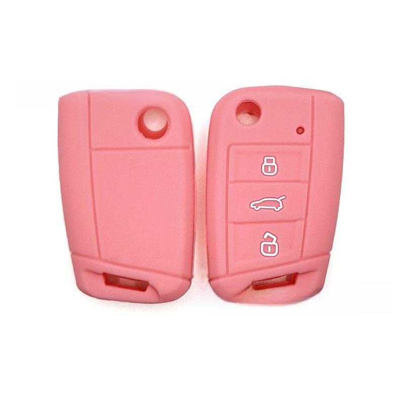 

Силиконовый чехол для ключей для Volkswagen Golf 6, Golf 7, Lingdu, Lavida, GTI, Tanyue B hollow label розовый
