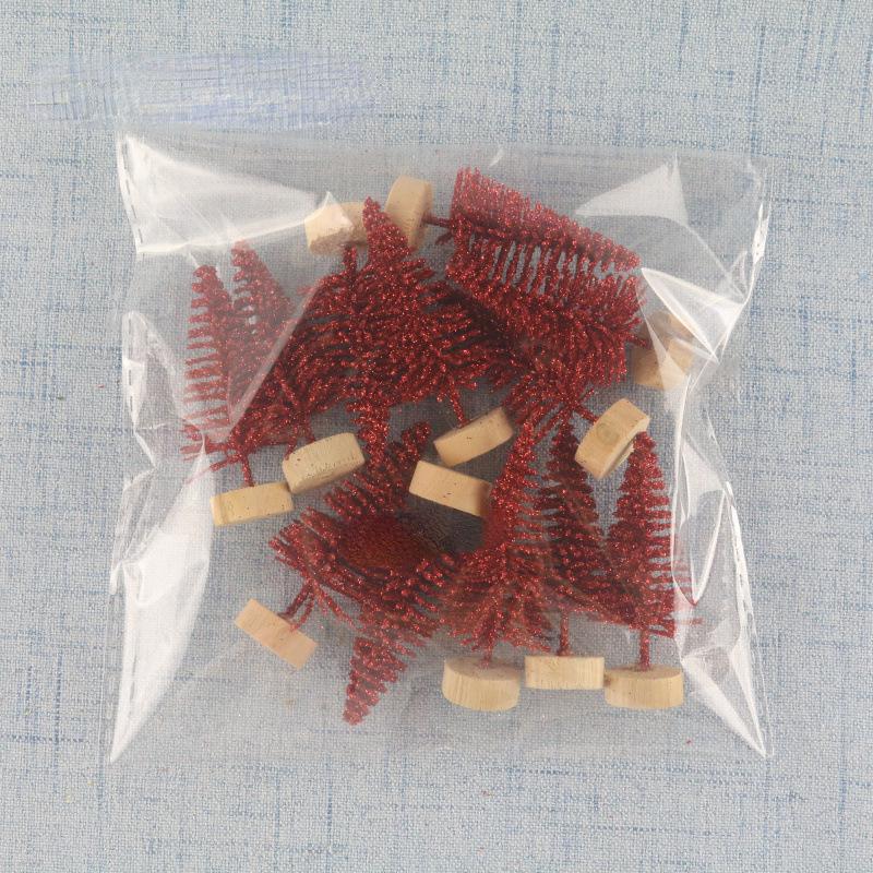 12шт мини Рождественская елка Снежная сосна Рождественские украшения DIY Снежные украшения Мини-елки 12pcs/pack красный